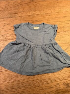 Mini Mioche Blue Flutter Sleeve Peplum Top